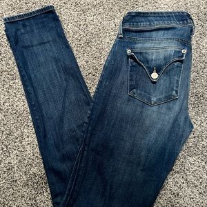 Lightly worn Hudson low rise skinny jeans